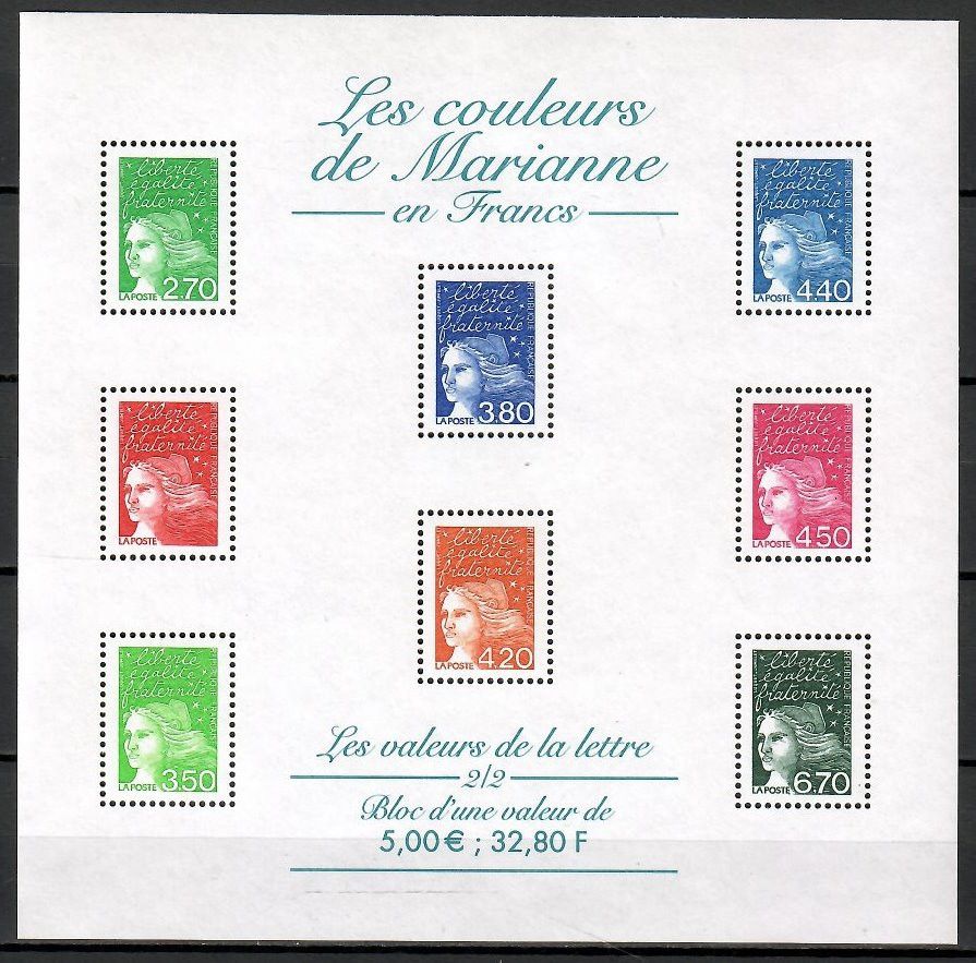 Znaczek Francja 1997 Mi ark 3225...3243xII Czyste **