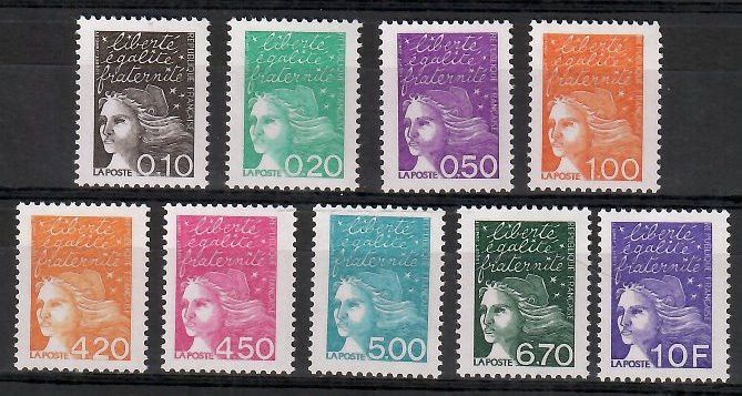 Znaczek Francja 1997 Mi 3233-3236+3239-3244yII Czyste **
