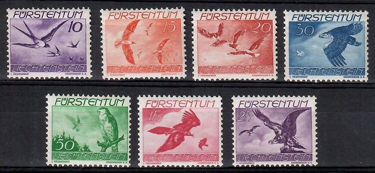 Znaczek Liechtenstein 1939 Mi 173-179 Czyste **