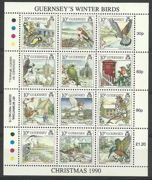 Znaczek Guernsey 1990 Mi ark 501-512 Czyste **