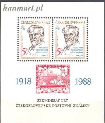 Znaczek Czechosłowacja 1988 Mi bl 87 Czyste **