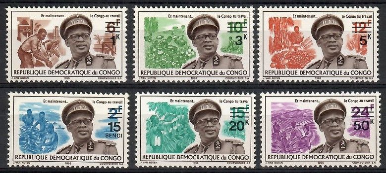 Znaczek Kongo Kinszasa / Zair 1968 Mi 316-321 Czyste **