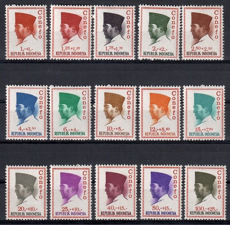 Znaczek Indonezja 1965 Mi 473-487 Czyste **