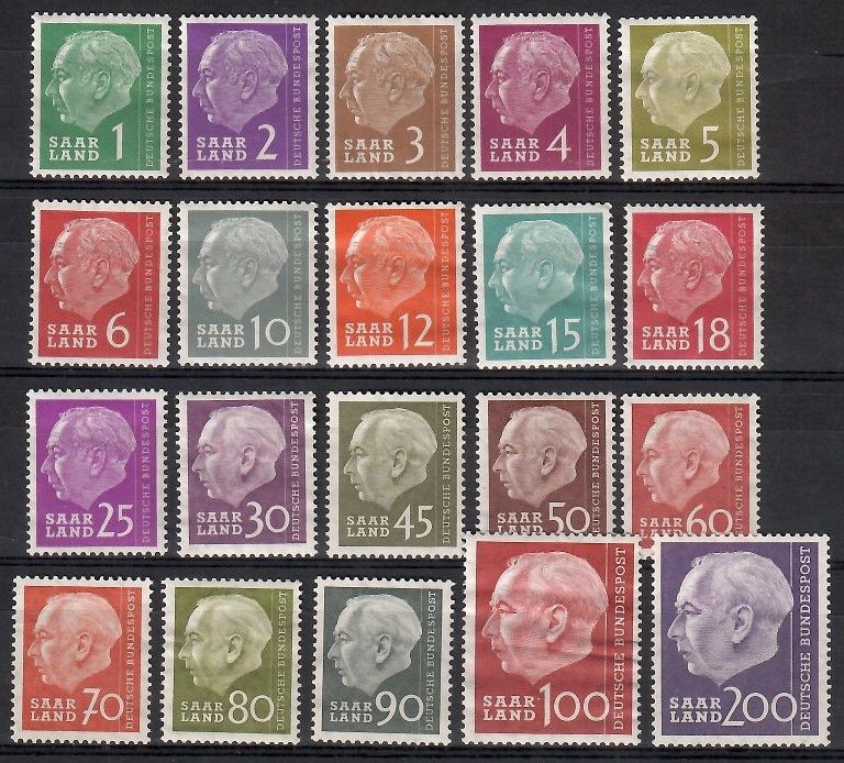 Znaczek Saara 1957 Mi 380-399 Z podlepką *