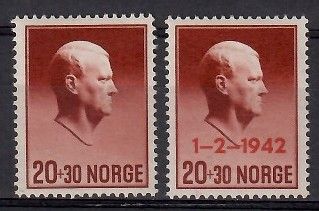 Znaczek Norwegia 1942 Mi 265-266 Czyste **