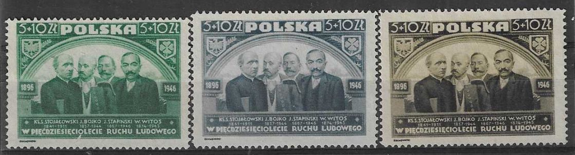 Znaczek Polska 1946 Mi 448-450 Fi 415a-c Bez kleju ( * )