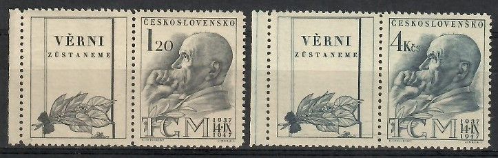 Znaczek Czechosłowacja 1947 Mi zf 523-524 Czyste **