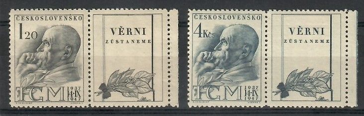 Znaczek Czechosłowacja 1947 Mi zf 523-524 Czyste **