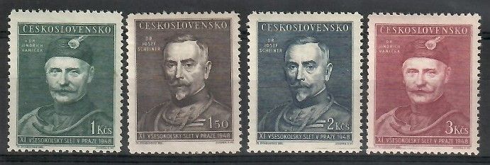 Znaczek Czechosłowacja 1948 Mi 540-543 Czyste **