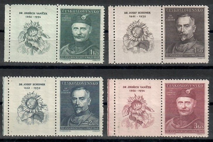Znaczek Czechosłowacja 1948 Mi zf 540-543 Czyste **