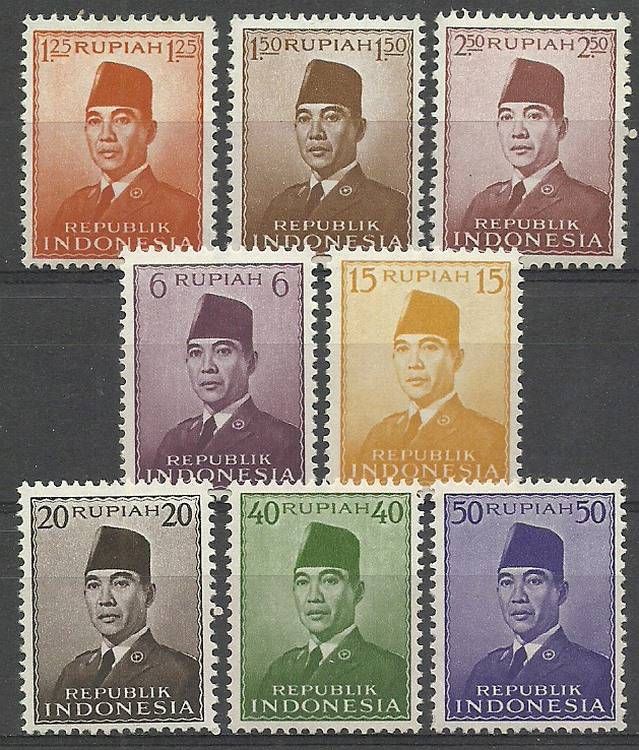 Znaczek Indonezja 1953 Mi 110-117 Czyste **
