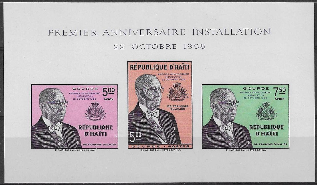 Znaczek Haiti 1958 Mi bl 9B Czyste **