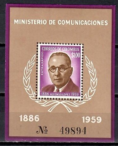 Znaczek Kolumbia 1961 Mi bl 22 Czyste **