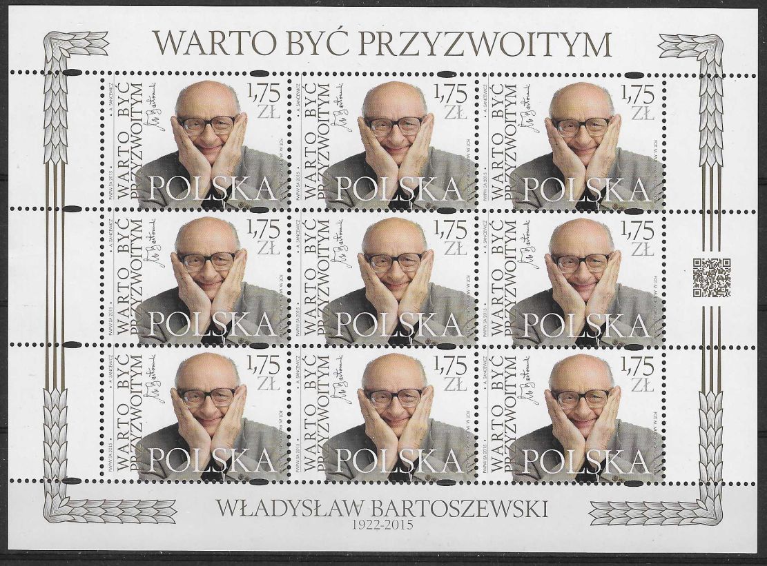 Znaczek Polska 2015 Mi ark 4807 Fi ark 4657 Czyste **