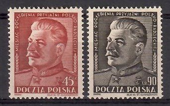 Znaczek Polska 1951 Mi 707-708 Fi 569-570 Z podlepką *