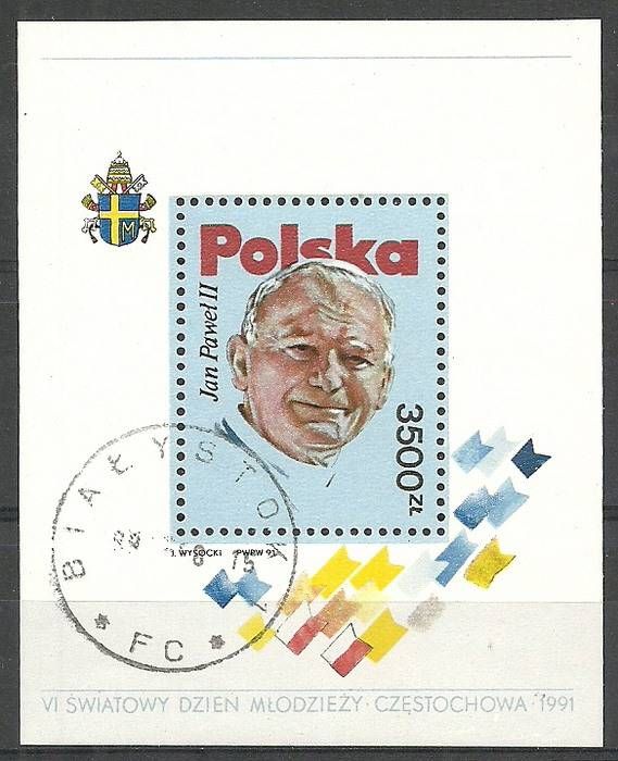 Znaczek Polska 1991 Mi bl 113 Fi bl 143 Stemplowane