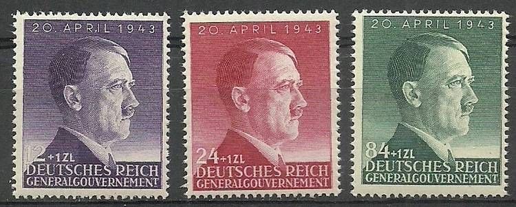 Znaczek Generalne Gubernatorstwo / GG 1943 Mi 101-103 Fi 101-103 Czyste **