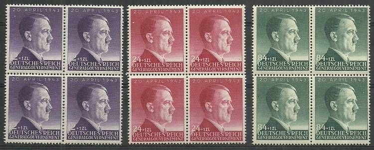 Znaczek Generalne Gubernatorstwo / GG 1943 Mi vie101-103 Fi 101-103 Czyste **