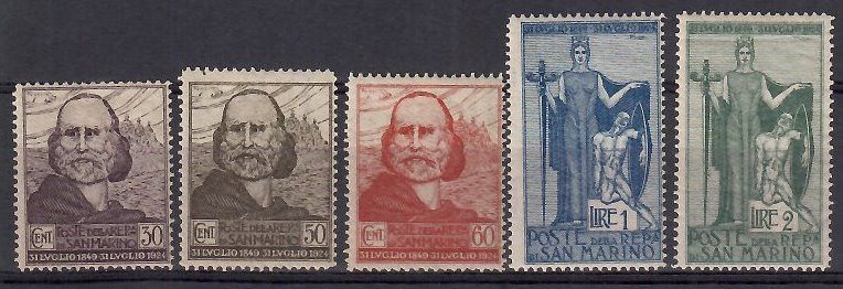 Znaczek San Marino 1924 Mi 100-104 Z podlepką *