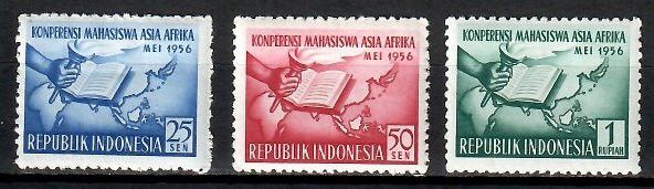 Znaczek Indonezja 1956 Mi 162-164 Z podlepką *