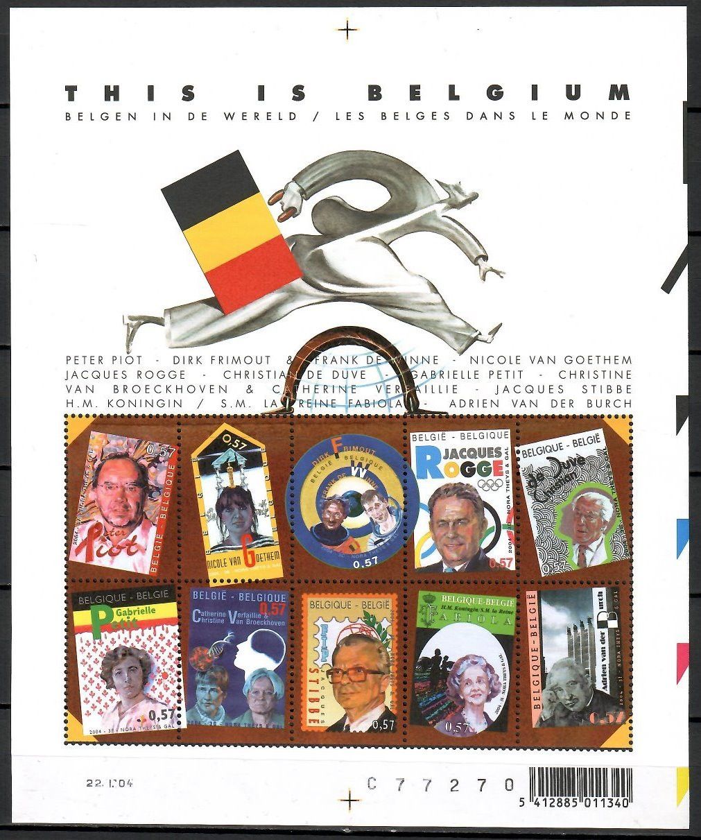 Znaczek Belgia 2004 Mi ark 3284-3293 Czyste **