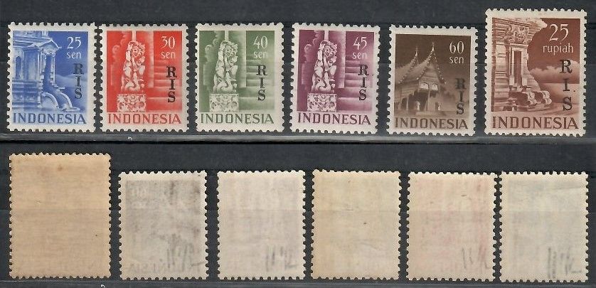 Znaczek Indonezja 1950 Mi 49-54+61 Czyste **