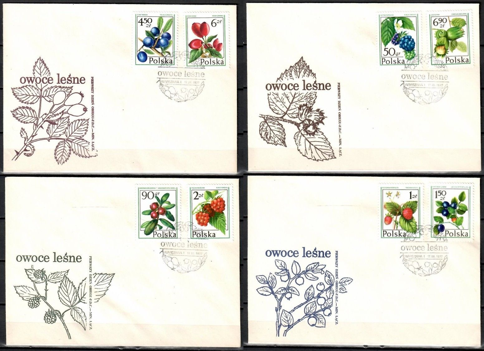 Znaczek Polska 1977 Mi 2487-2494 Fi 2340-2347 FDC