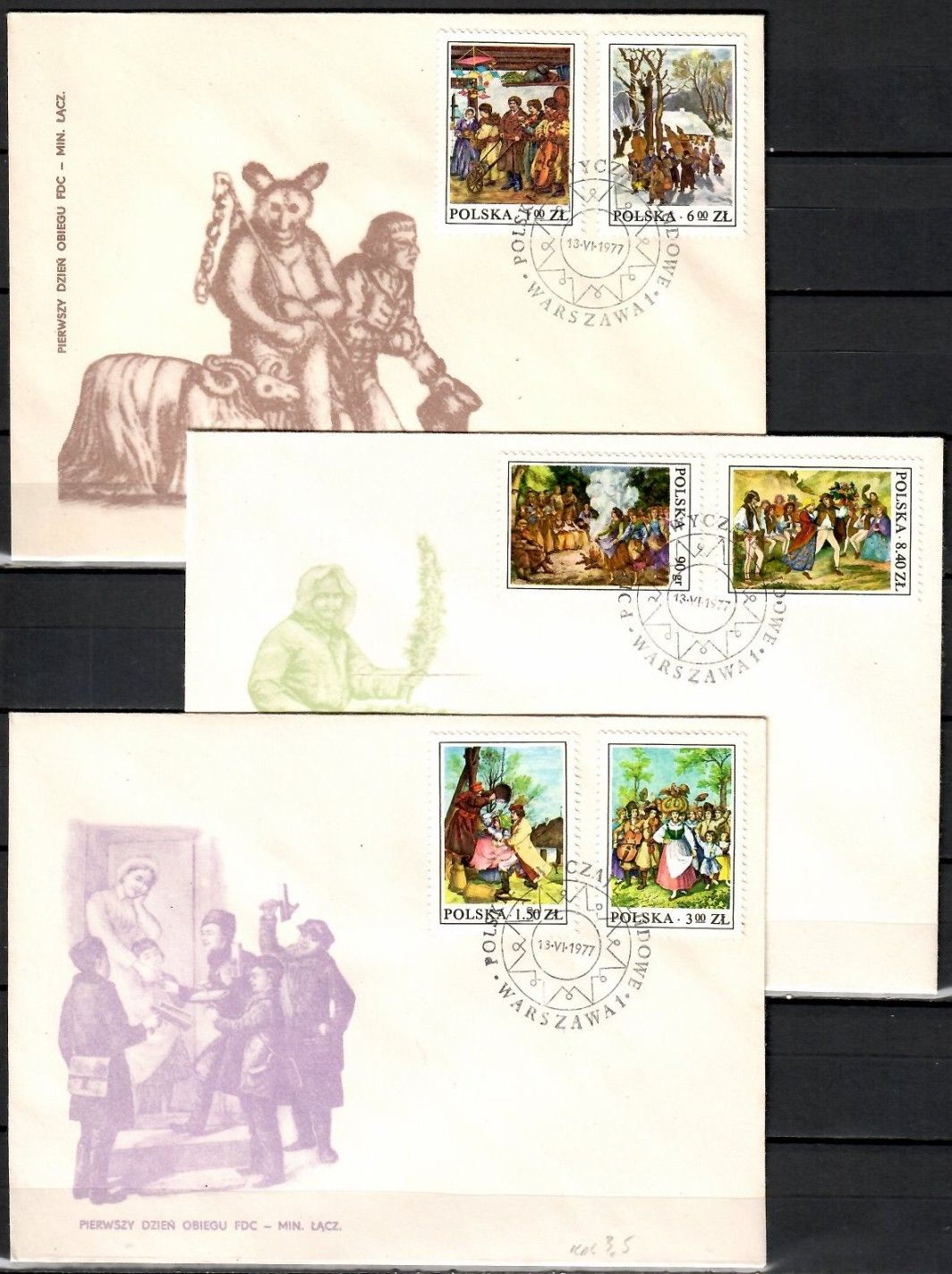 Znaczek Polska 1977 Mi 2509-2512 Fi 2362-2367 FDC