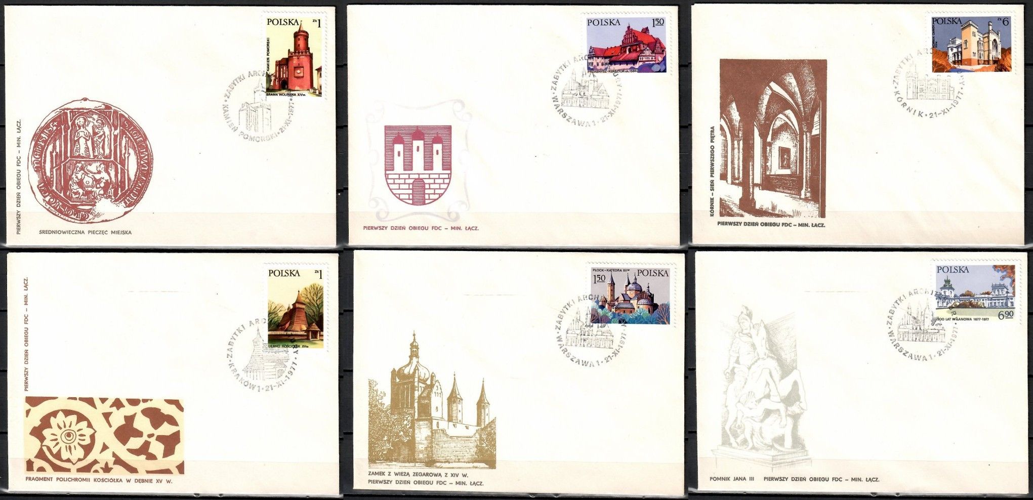 Znaczek Polska 1977 Mi 2531-2536 Fi 2384-2389 FDC