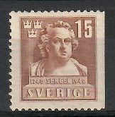 Znaczek Szwecja 1940 Mi 279Dr Z podlepką *