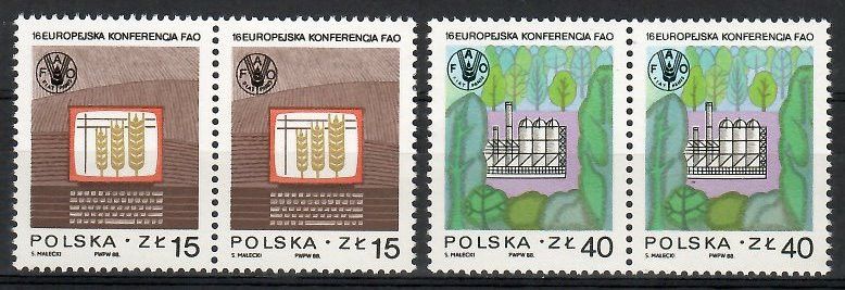 Znaczek Polska 1988 Mi 3156-3157 Fi 3008-3009 Czyste **