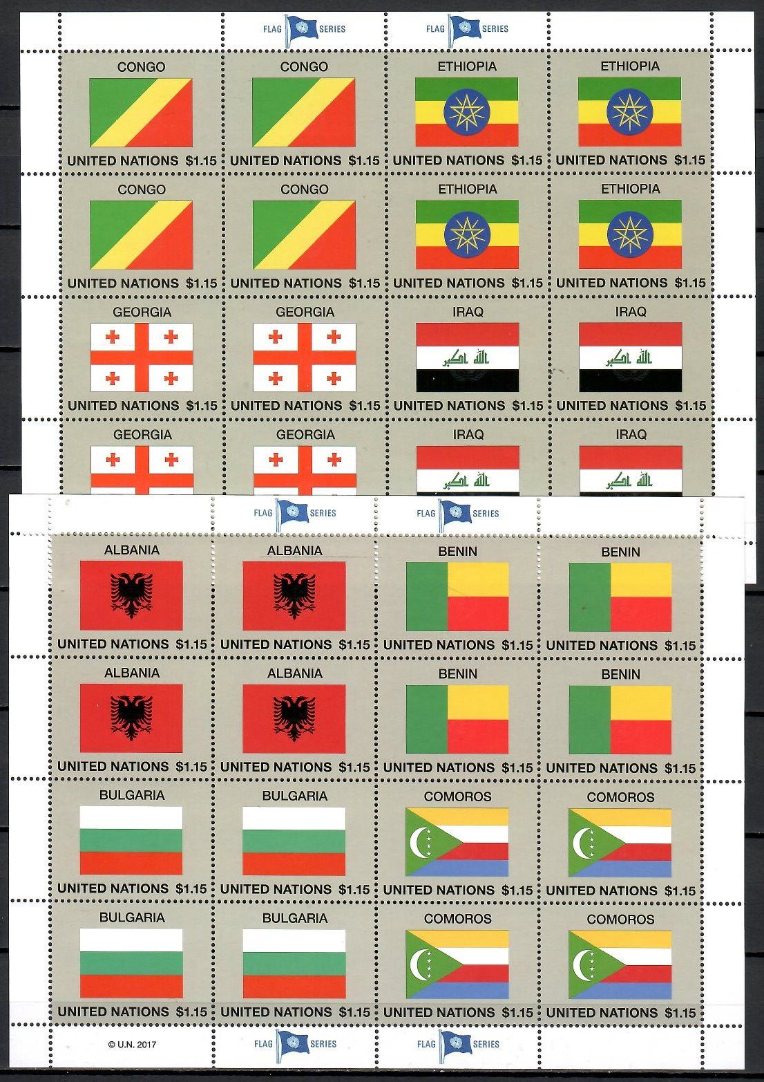 Znaczek Narody Zjednoczone Nowy Jork 2017 Mi ark 1583-1590 Czyste **