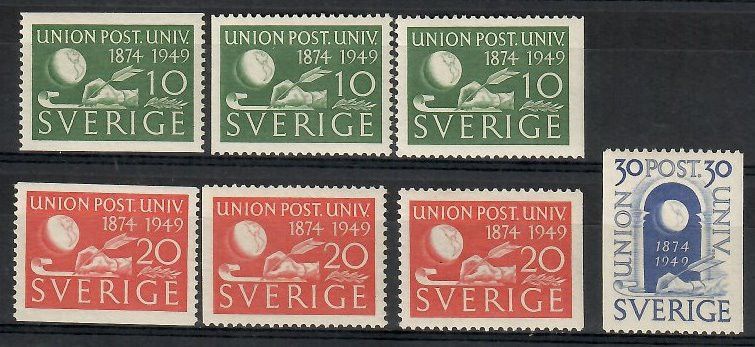 Znaczek Szwecja 1949 Mi 351-353A,Dl,Dr Czyste **