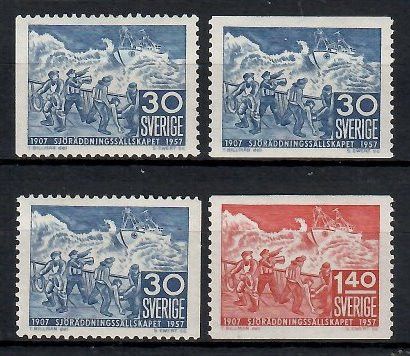 Znaczek Szwecja 1957 Mi 421-422A,Dl,Dr Czyste **