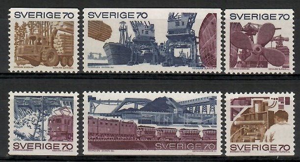 Znaczek Szwecja 1970 Mi 683-688 Czyste **
