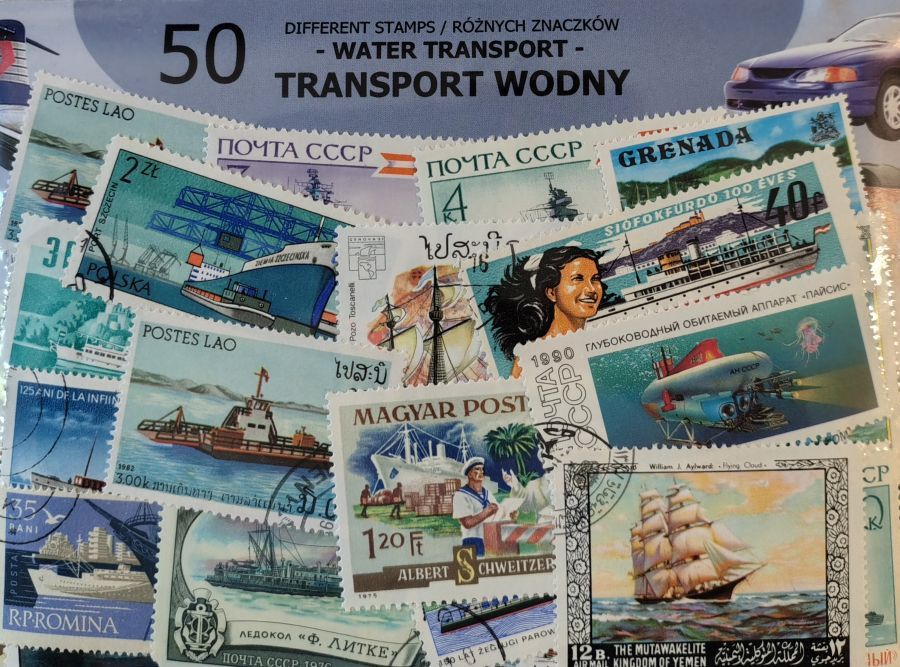 Znaczek 50 - TRANSPORT WODNY 50 znaczków znaczków