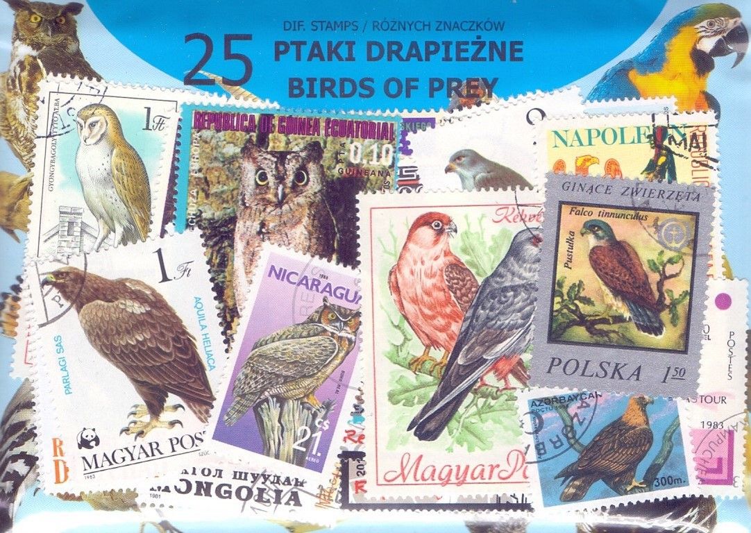 Znaczek 25 - PTAKI DRAPIEŻNE 25 znaczków znaczków