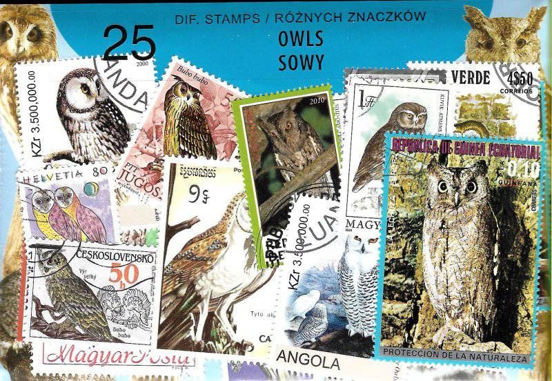 Znaczek 25 - SOWY 25 znaczków znaczków