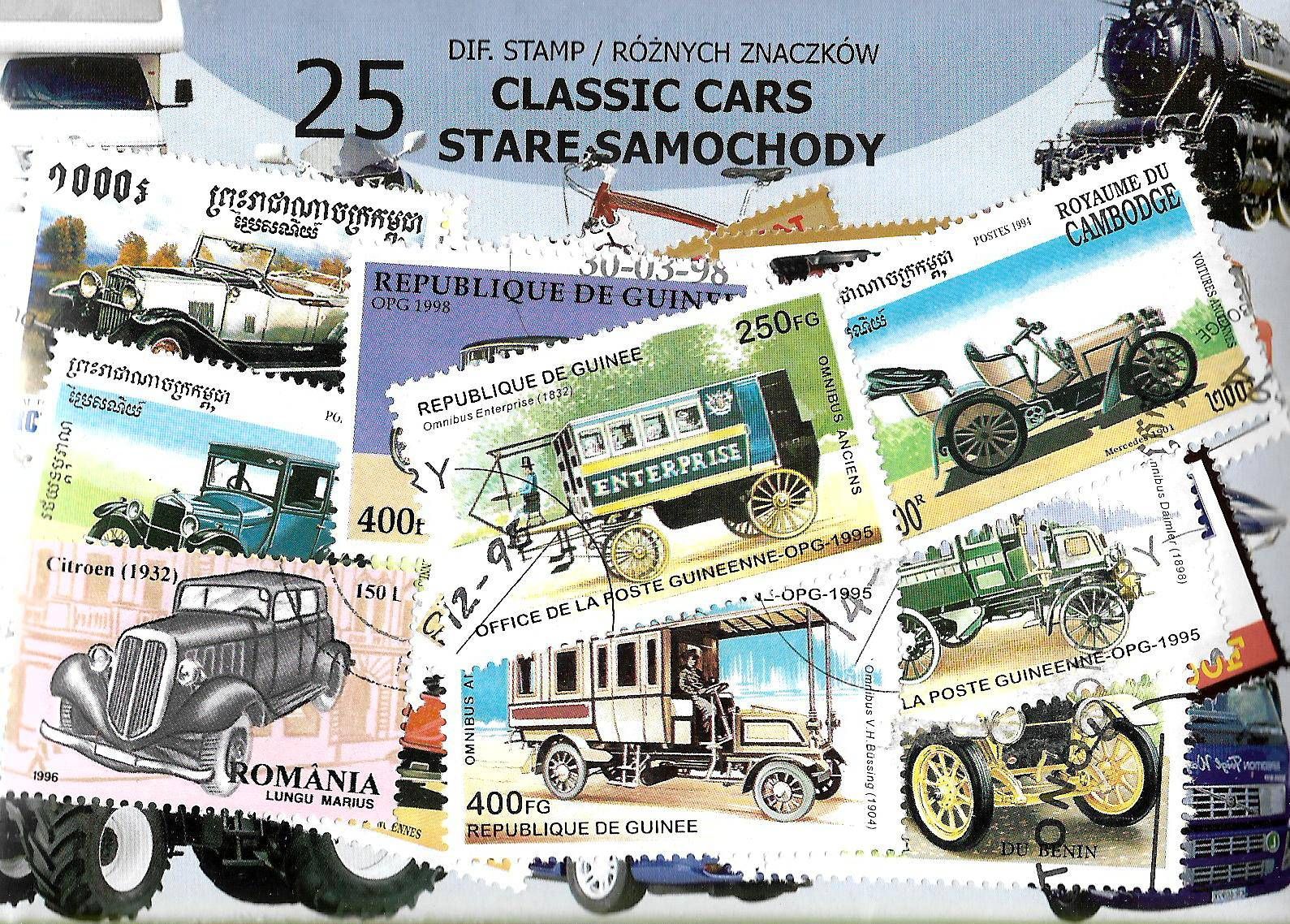 Znaczek 25 - STARE SAMOCHODY 25 znaczków znaczków
