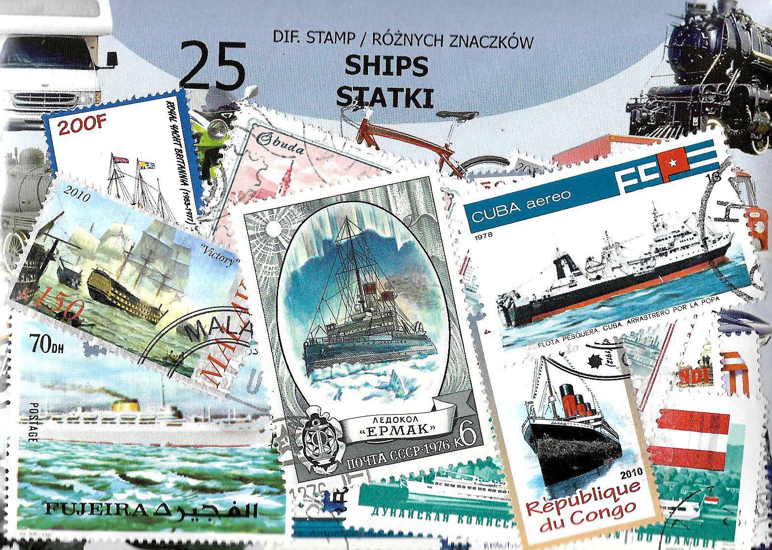 Znaczek 25 - STATKI 25 znaczków znaczków