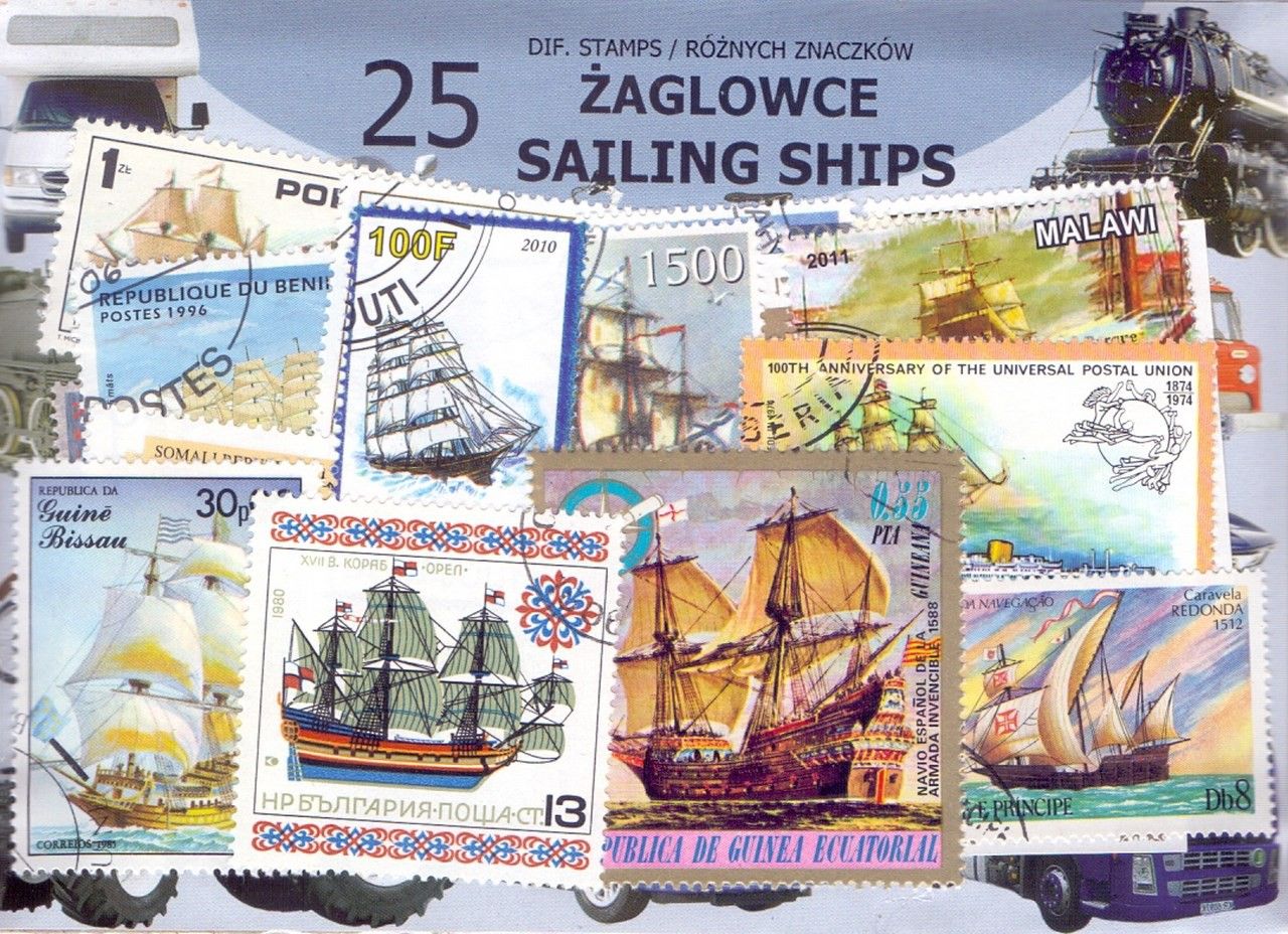 Znaczek 25 - ŻAGLOWCE 25 znaczków znaczków
