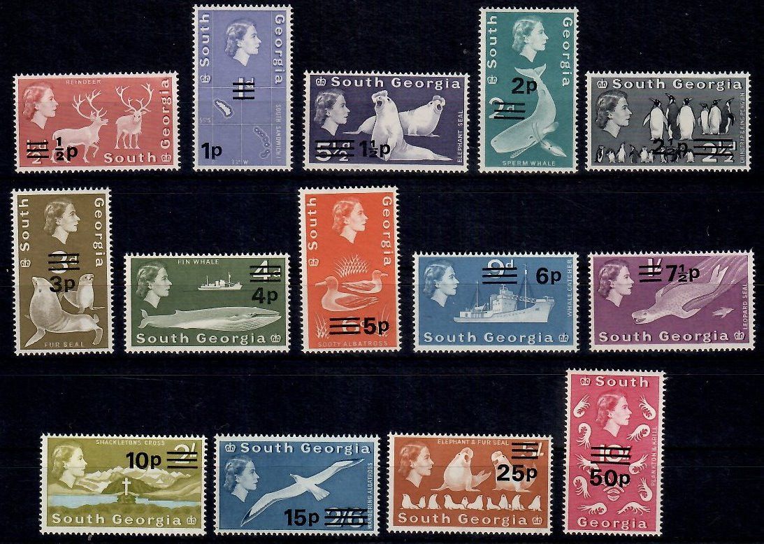 Znaczek Georgia Południowa i Sandwich Południowy 1971 Mi 25-38 Czyste **