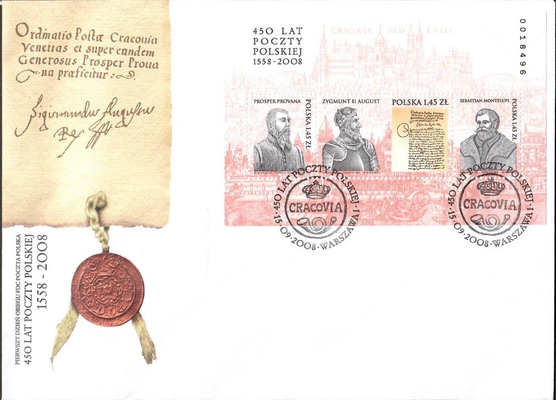 Znaczek Polska 2008 Mi bl 180 Fi bl 211 FDC