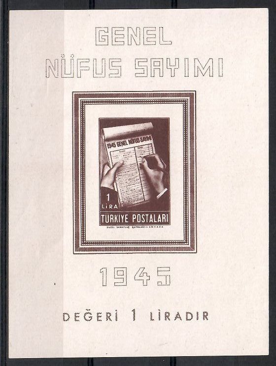 Znaczek Turcja 1945 Mi bl 3 Czyste **