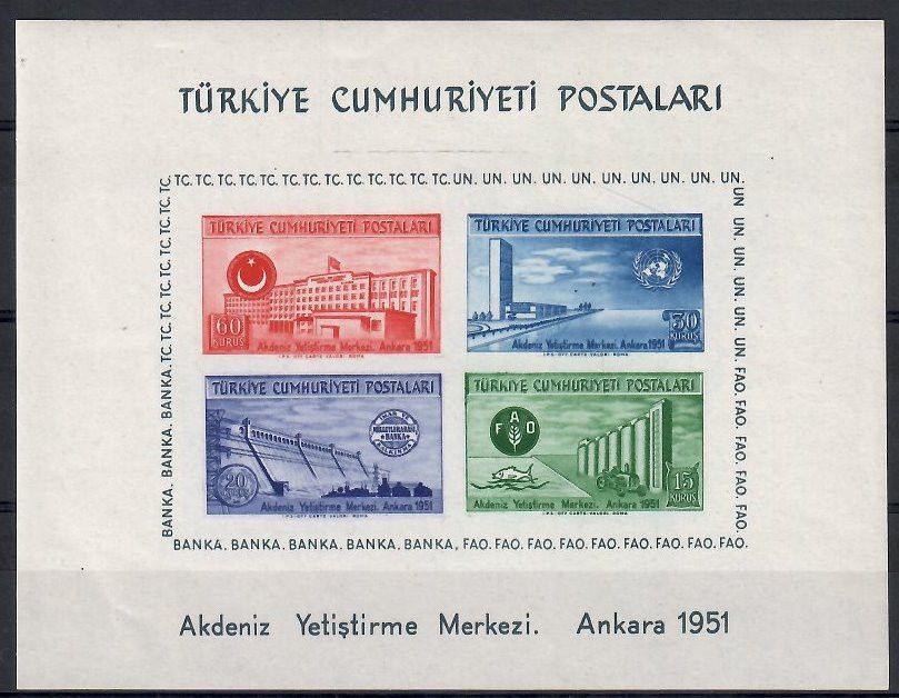 Znaczek Turcja 1952 Mi bl 4B Czyste **
