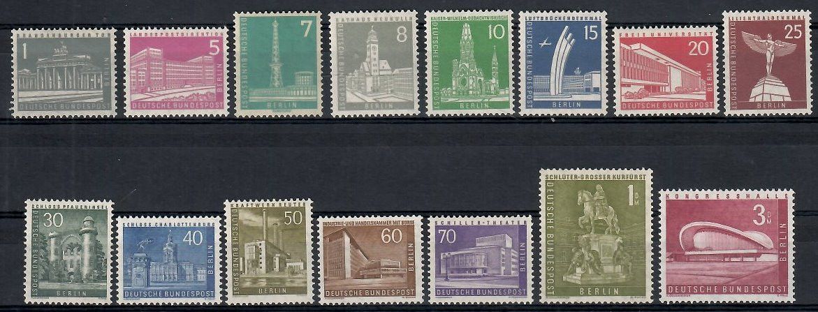 Znaczek Berlin, Niemcy 1956 Mi 140-154 Czyste **