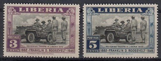 Znaczek Liberia 1945 Mi 380-381 Czyste **