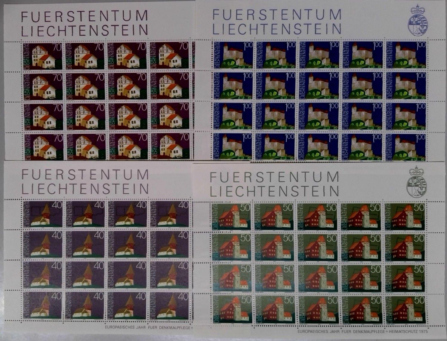Znaczek Liechtenstein 1975 Mi ark 630-633 Czyste **