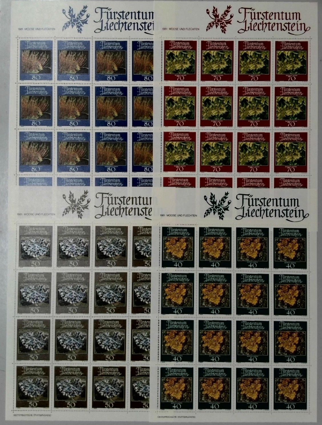 Znaczek Liechtenstein 1981 Mi ark 776-779 Czyste **