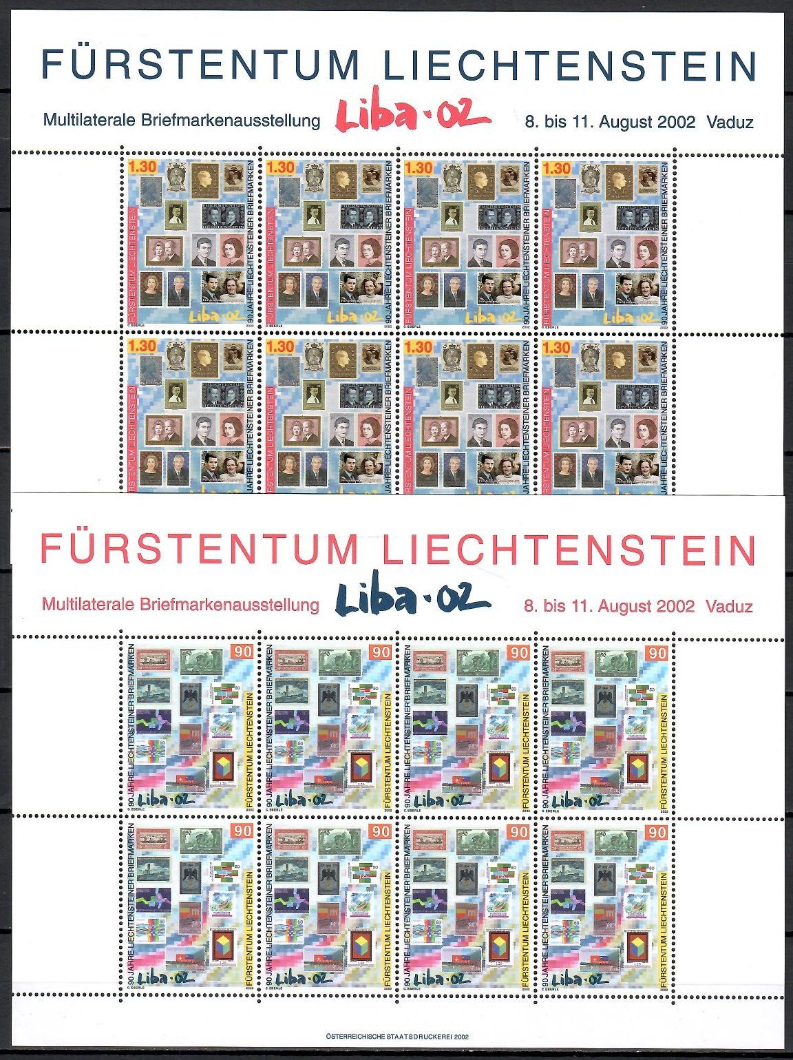 Znaczek Liechtenstein 2002 Mi ark 1297-1298 Czyste **